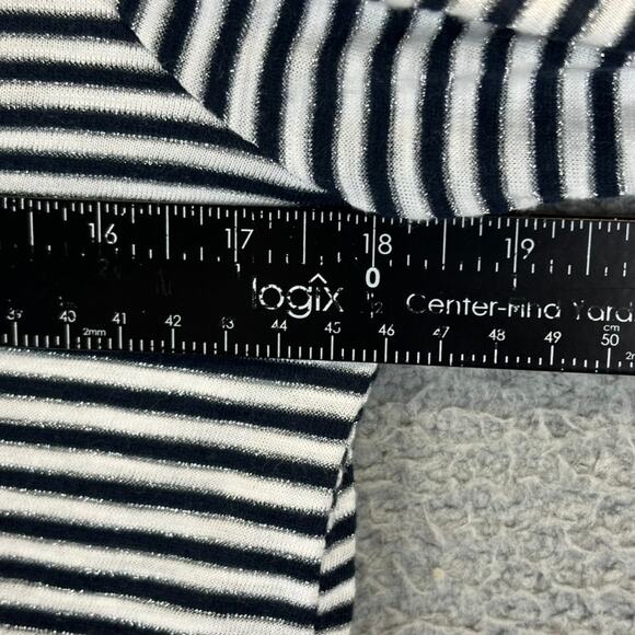 CHICOS Ultimate Tee Small Beachy Nautical Lightweight Open Knit Roll Tab Modal - Picture 6 of 9